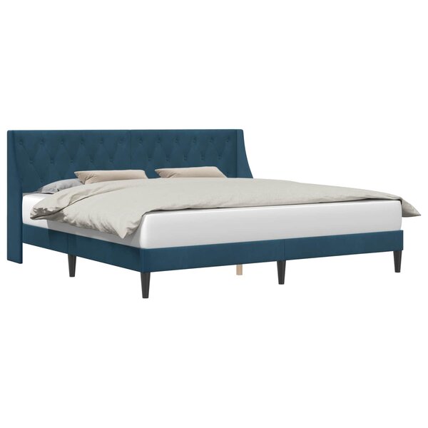 vidaXL Cadre de lit avec tête de lit Bleu 200 x 200 cm Velours