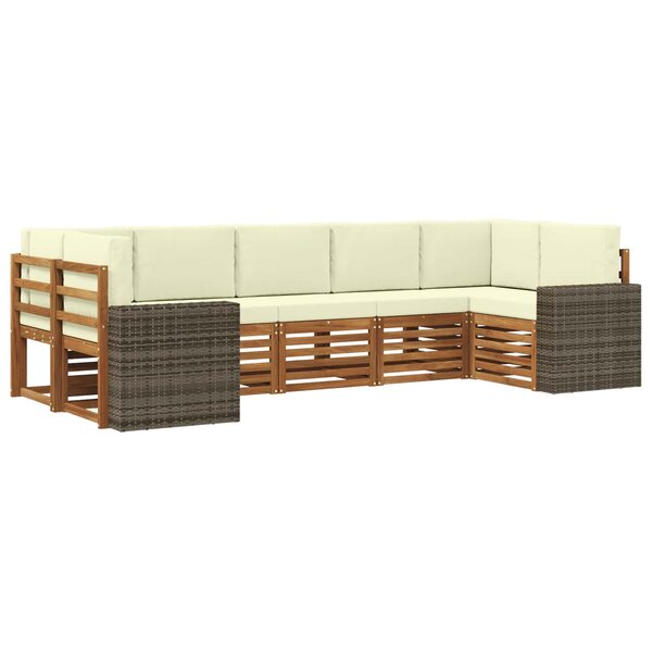 vidaXL Ensemble de canapés d'extérieur 7 pc Naturel et Crème Polyester