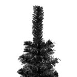 Vidaxl arbre de noël mince avec led et boules noir 150 cm