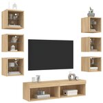 vidaXL Unités murales TV avec LED 8 Pièces chêne sonoma bois d'ingénierie