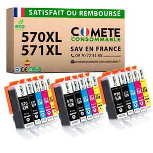 COMETE Entreprise Française-570XL 571XL 15 Cartouches Compatibles Canon