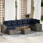 vidaXL Salon de jardin 8 Pièces avec coussins gris résine tressée