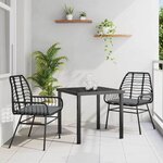 vidaXL Ensemble de salle à manger pour jardin 3 Pièces Noir polyrotin
