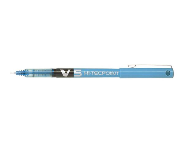 Stylo roller Hi-Tecpoint V5 Encre liquide Pointe Fine Turquoise x 12 PILOT