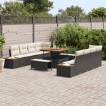 vidaXL Ensemble de canapé de jardin avec coussin 11 Pièces Noir et Crème