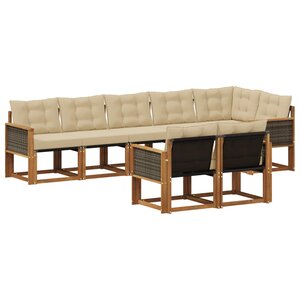 vidaXL Ensemble de canapés d'extérieur 8 Pièces Naturel et Beige