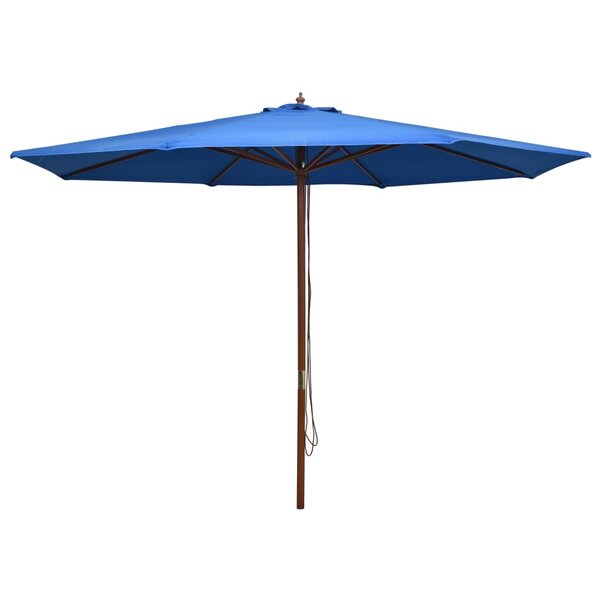 vidaXL Parasol d'extérieur avec mât en bois 350 cm Bleu