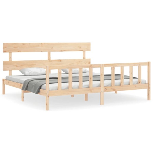 vidaXL Cadre de lit avec tête de lit 200x200 cm bois massif