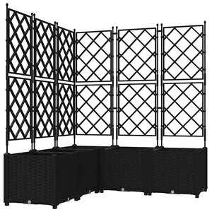 vidaXL Bac à fleurs avec Treillis 5 Pièces Noir 120 x 120 x 143 cm PP