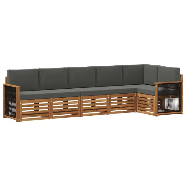 vidaXL Ensemble de canapés d'extérieur 5 pc Naturel et Anthracite