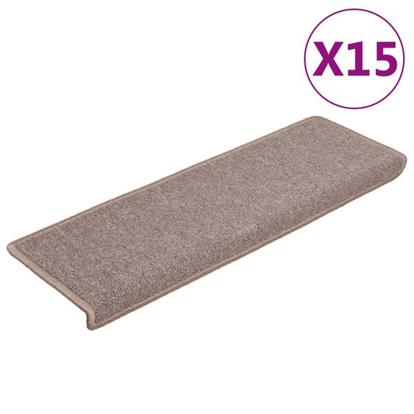 vidaXL Tapis d'escalier 15 Pièces 65x21x4 cm Marron clair