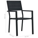 vidaXL Chaises de jardin 4 Pièces Noir PEHD Aspect de bois