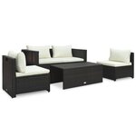 Salon de jardin meuble d'extérieur ensemble de mobilier 6 pièces avec coussins résine tressée marron 02_0016883