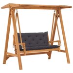 vidaXL Balancelle avec coussin anthracite 170 cm Bois de teck solide