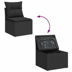 vidaXL Chaise de jardin sans accoudoirs avec coussins en polyrotin noir