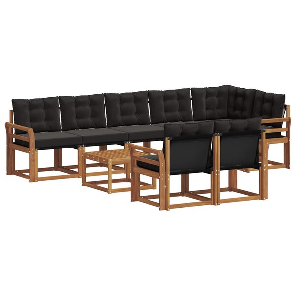vidaXL Ensemble de canapés d'extérieur 9 Pièces Naturel et Noir