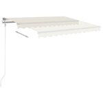 vidaXL Auvent automatique avec capteur de vent et LED 300x250 cm Crème