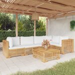 vidaXL Salon de jardin 6 Pièces avec coussins Bois de teck solide
