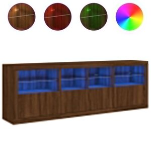 vidaXL Buffet avec lumières LED chêne marron 202x37x67 cm