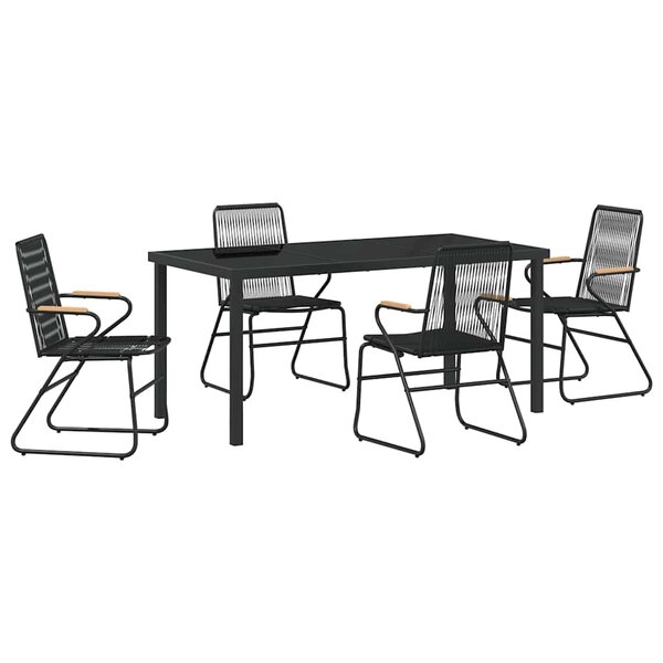 vidaXL Ensemble de salle à manger pour jardin 5 Pièces Noir