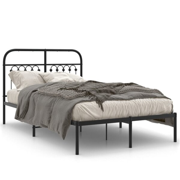vidaXL Cadre de lit métal sans matelas avec tête de lit noir 120x190cm