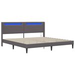 vidaXL Cadre de lit avec bandes LED Gris 180 x 200 cm Simili cuir