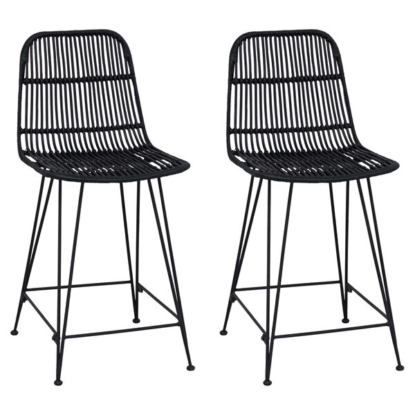 vidaXL Tabouret de bar 2 pc Noir 44 x 54 x 96 cm Rattan et Acier