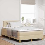 vidaXL Lit boxspring avec matelas Crème 120 x 190 cm tissu