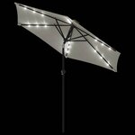 vidaXL Parasol de jardin avec LED et mât en acier blanc 225x225x212 cm