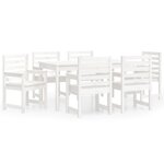 vidaXL Ensemble à manger de jardin 7 Pièces blanc bois massif de pin