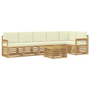 vidaXL Ensemble de canapés d'extérieur 7 Pièces Blanc et crème