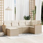 vidaXL Salon de jardin avec coussins 6 Pièces beige résine tressée