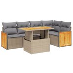 vidaXL Salon de jardin avec coussins 6 Pièces beige résine tressée