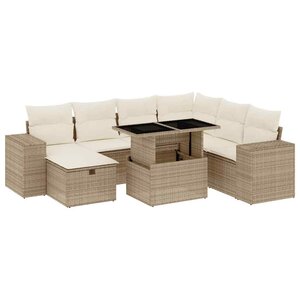 vidaXL Salon de jardin avec coussins 8 Pièces beige résine tressée