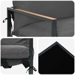 vidaXL Ensemble de canapé de jardin 3 Pièces Noir et anthracite Acier