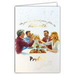 69-3144 Carte Départ Retraite Profite Pot Fête Apéritif Trinquer Peinture Aquarelle Cadeau commun - Finitions Dorure Or Doré + Gaufrage en Relief +1 Enveloppe Format 12x17cm - Fabriqué en Europe