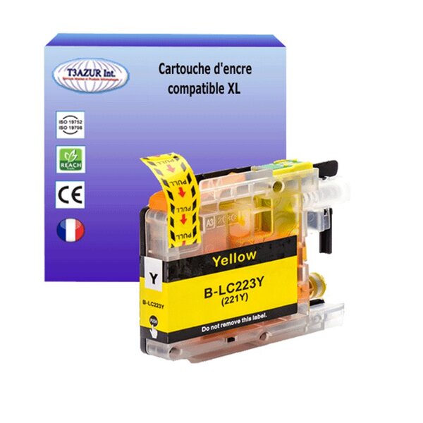 T3AZUR- Cartouche compatible avec Brother LC223 XL pour Brother MFCJ4420DW  MFCJ4425DW  MFCJ4620DW  MFCJ4625DW  MFCJ480DW  MFCJ5320DW Jaune