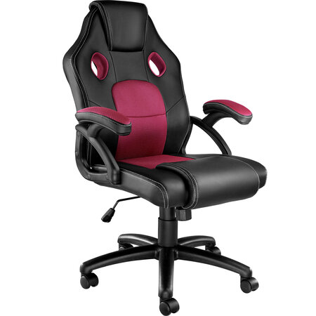 Tectake Chaise gamer MIKE - noir/rouge bordeaux