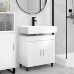 vidaXL Unité de vanité de salle de bain Blanc brillant 60 x 35 x 60 cm