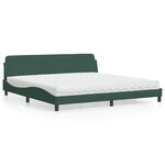 vidaXL Lit avec matelas vert foncé 200x200 cm velours
