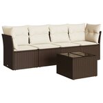 vidaXL Salon de jardin avec coussins 5 Pièces marron résine tressée