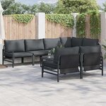 vidaXL Ensemble de canapé de jardin 7 Pièces Anthracite Acier & tissu