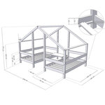 Lit cabane VILLY 2 places 90 x 160 bois naturel