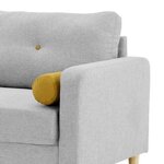 Canapé 3 places + 2 coussins - Tissu Gris clair - 175 x 80 x 85 cm - COPENHAGUE