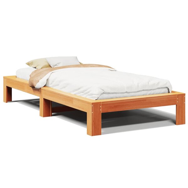 vidaXL Cadre de lit sans matelas cire marron 90x190 cm bois pin massif