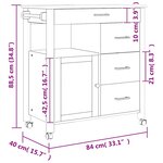 vidaXL Chariot de cuisine MONZA 84x40x88 5 cm bois massif de pin
