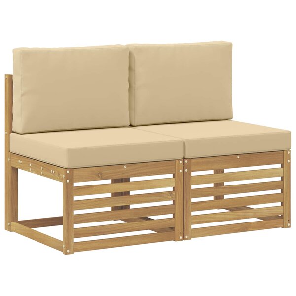 vidaXL 2 Pièce Sofa de milieu extérieur Bois d'Acacia Massif Blanc