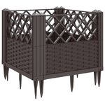 vidaXL Jardinière avec piquets marron 43 5x43 5x43 5 cm PP