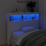 vidaXL Armoire tête de lit avec LED blanc 120x17x102 cm