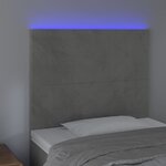 vidaXL Tête de lit à LED Gris clair 100x5x118/128 cm Velours